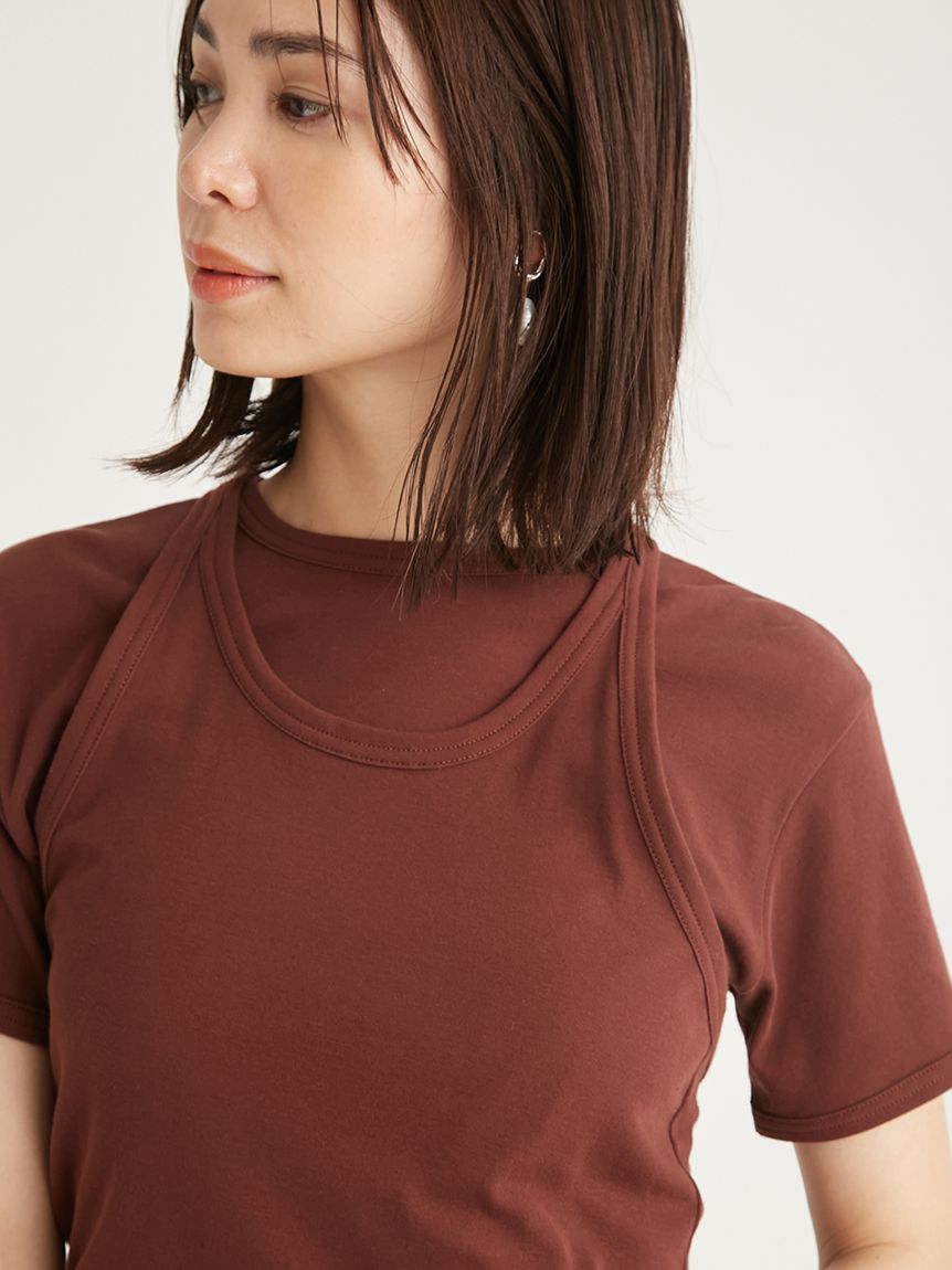 tシャツ ホルターネックレイヤードカットトップス レディース ホルターネックレイヤードカットトップス(カットソー)｜トップス
