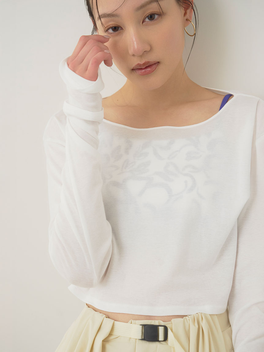 美品 litmus Gathered puffy top リトマス トップス 白 レイヤードニットトップス(F WHITE): TOPS