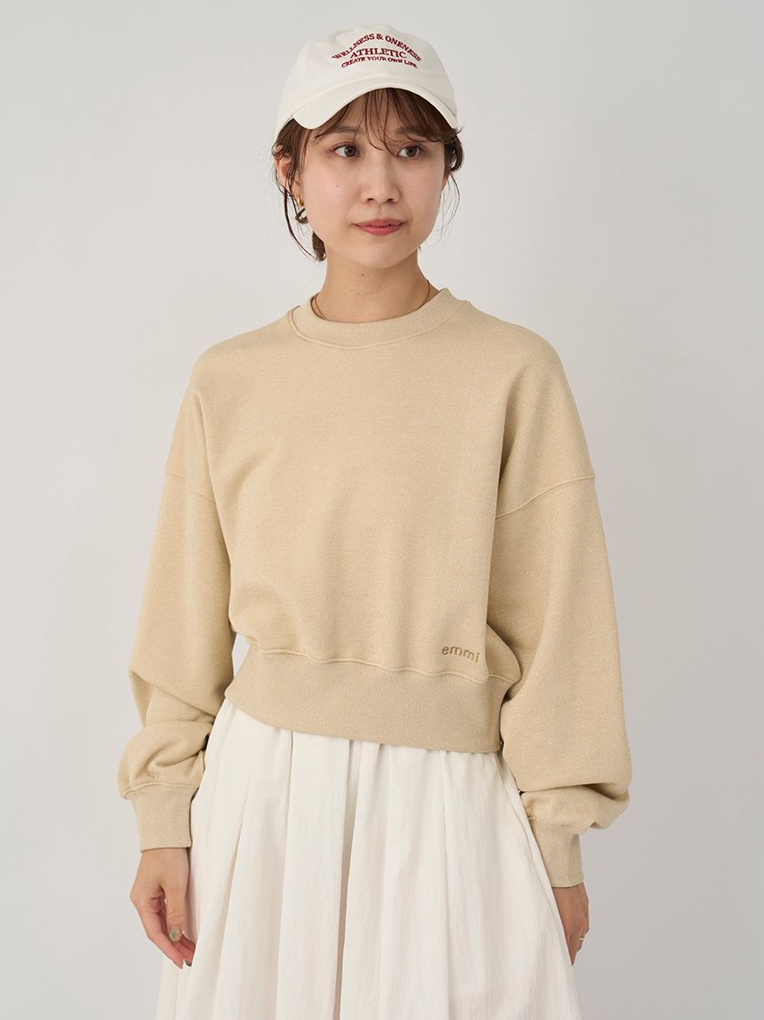 トレーナー スウェット 「ONLINE限定カラー」ラメ裏毛ショートスウェットトップス レディース ONLINE限定カラー】ラメ裏毛ショートスウェットトップス｜エミの