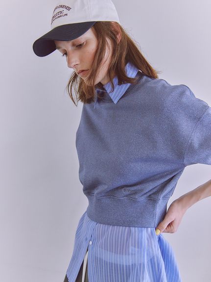ONLINE限定カラー】ラメ裏毛ショートスウェットトップス(スウェット