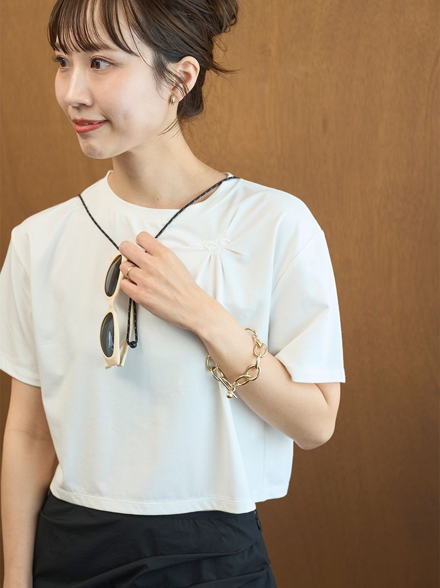 em】emmiロゴクロップドTシャツ/UVカット/接触冷感(Tシャツ/カットソー