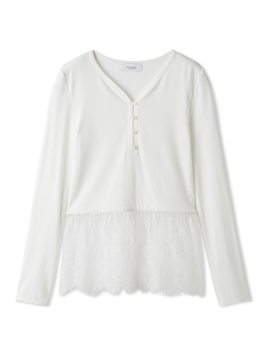 裏起毛レースドッキングカットソー(カットソー)｜TOPS｜emmi（エミ）の