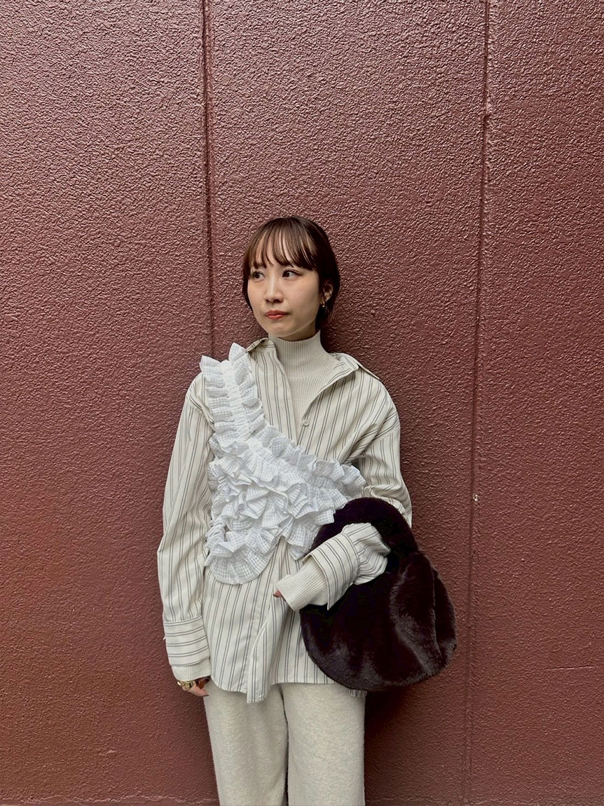 トップス miki SMILE ORCHID｜セットアップ可シャツドッキングニットトップス