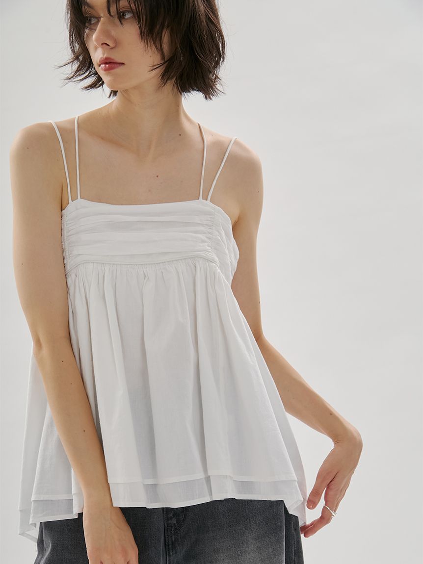 コットンギャザーキャミブラウス【アンサンブル対応】
