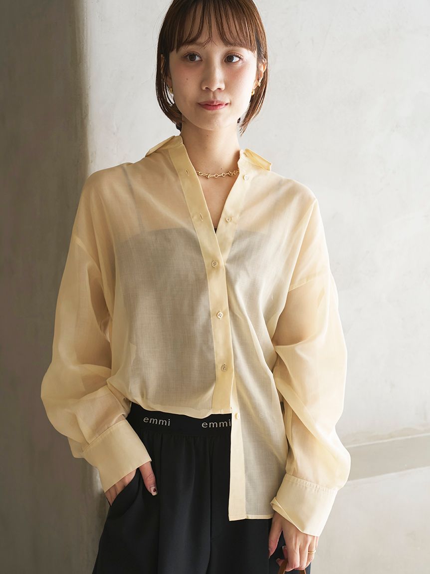 na.e Glow Sheer Shirt ホワイト ブラウス　シアーシャツ シアーシャツ(シャツ・ブラウス)｜トップス｜emmi（エミ）の通販サイト