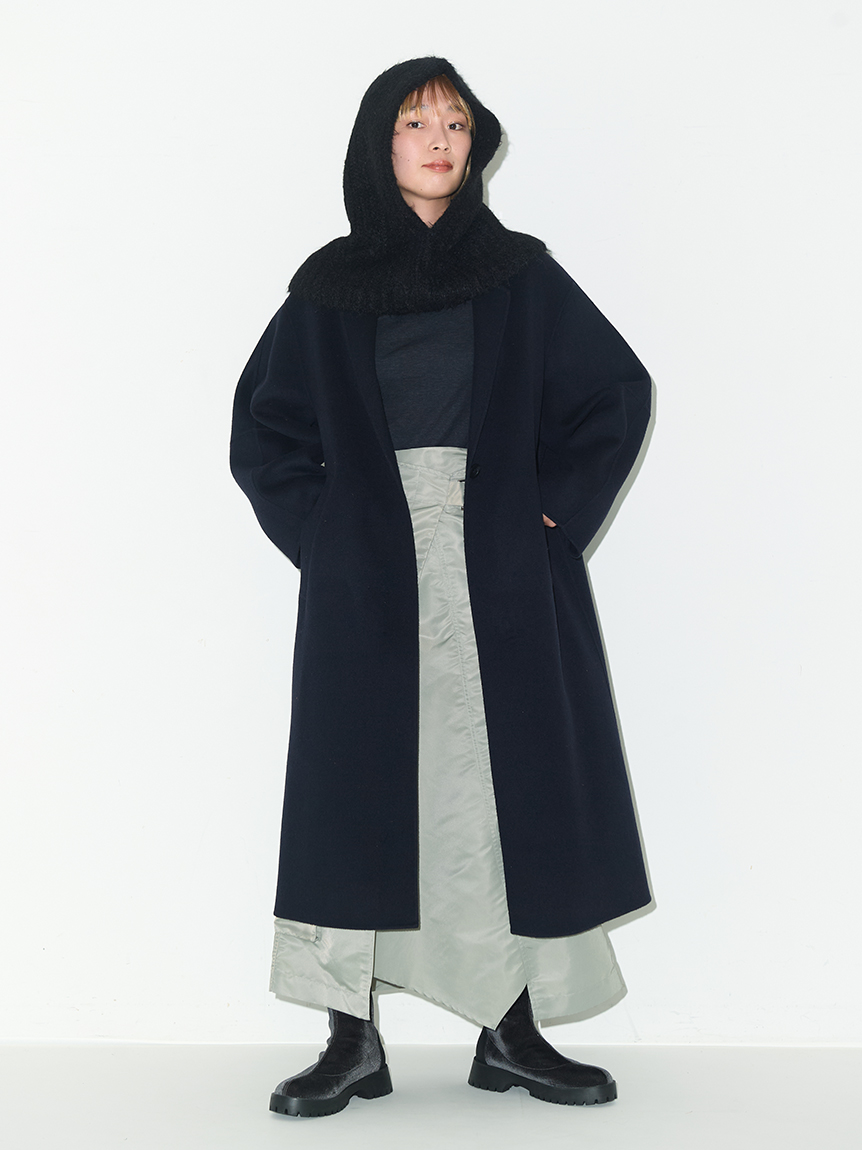 新品 emmi コート ロイヤルジーロン・ロングコート ネイビー 未