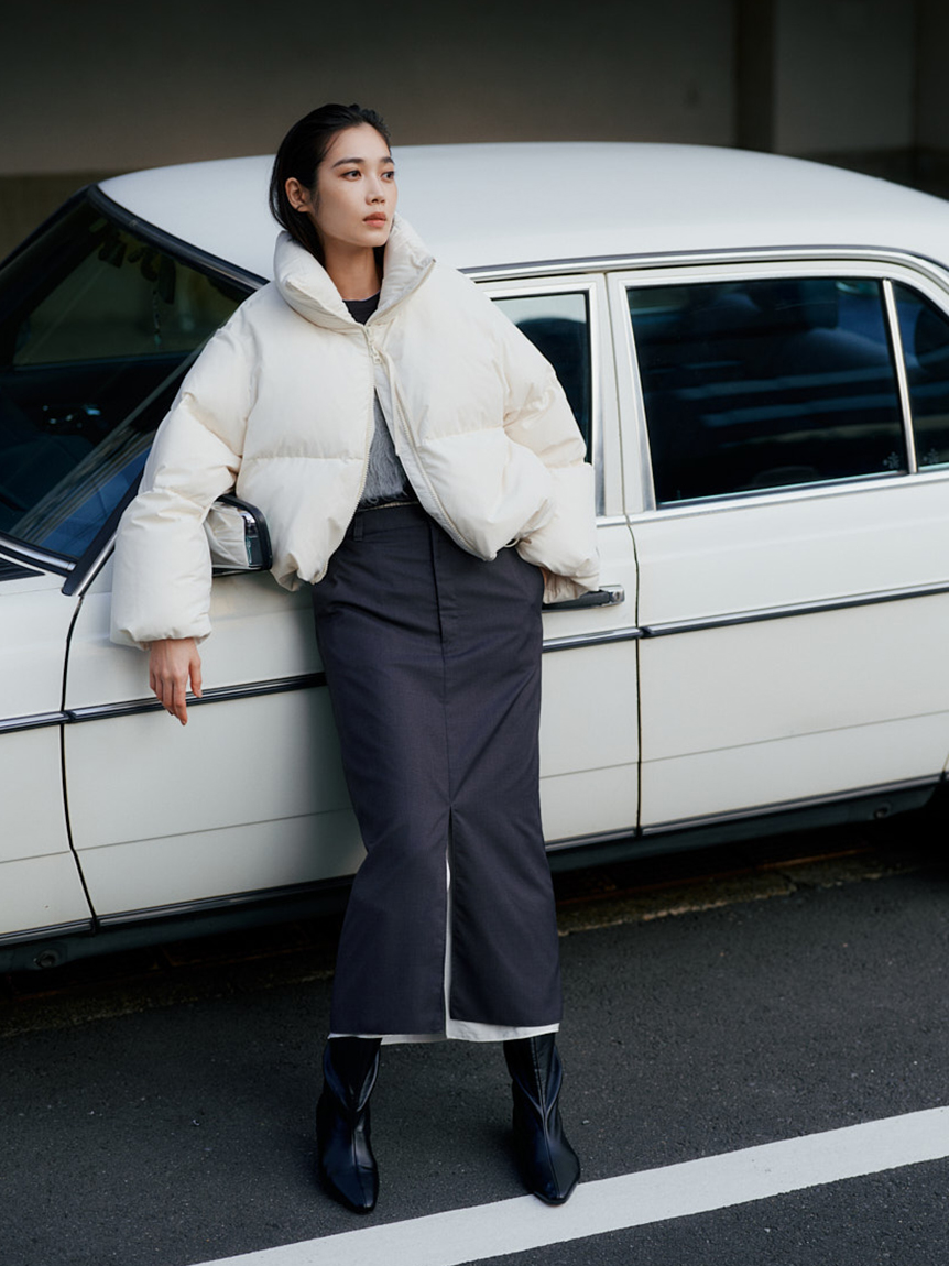 クロップドフォルムダウンコート