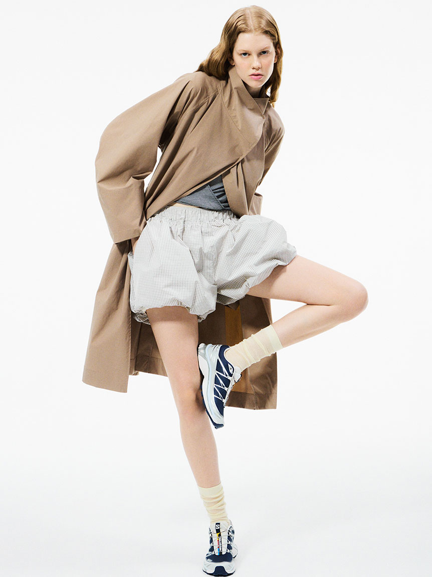 ボリュームスリーブロングコート/撥水(トレンチコート)｜アウター