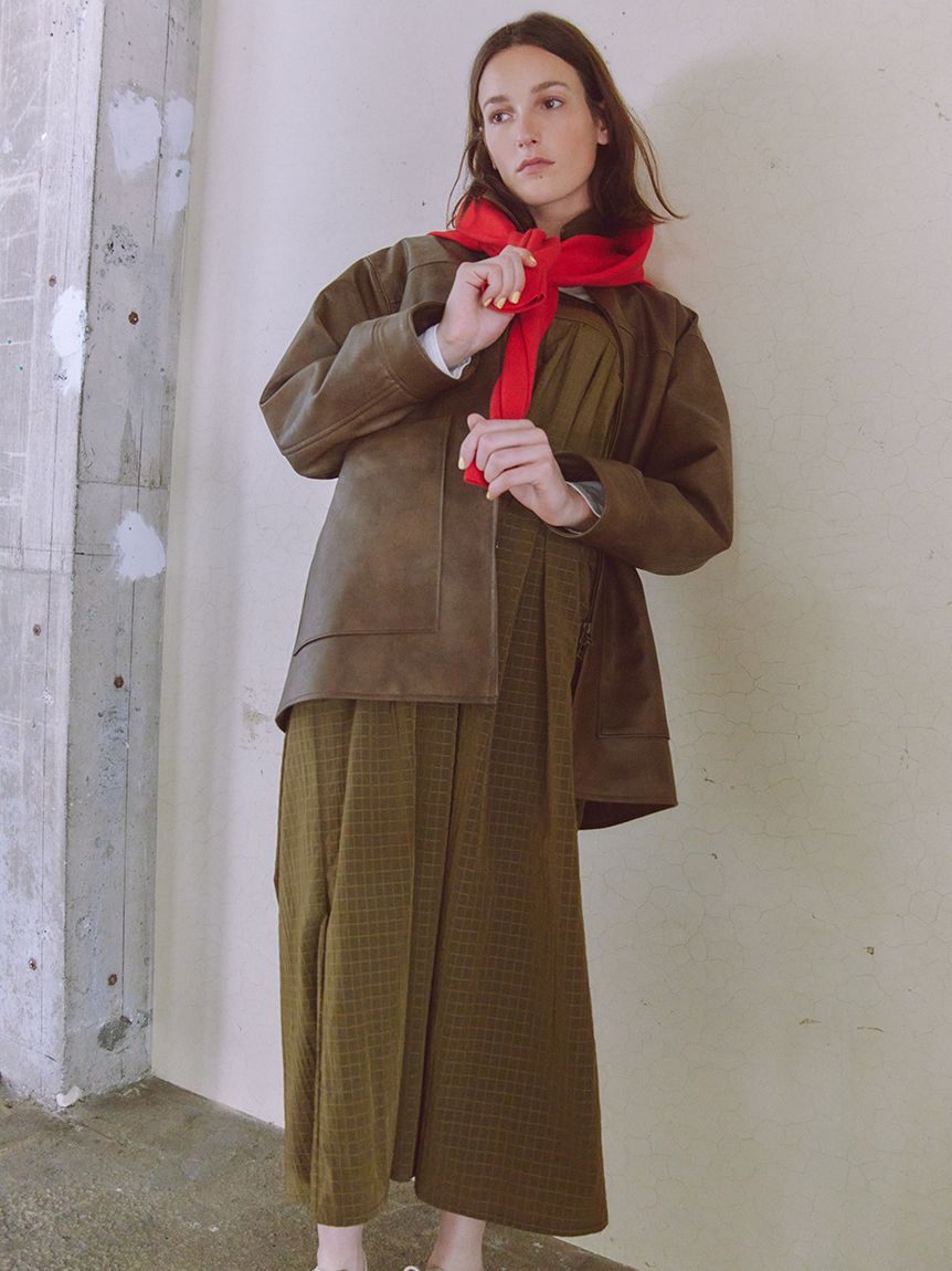 フェイクレザーダブルジップブルゾン