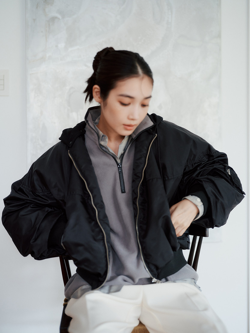 フード付き2wayボンバーブルゾン