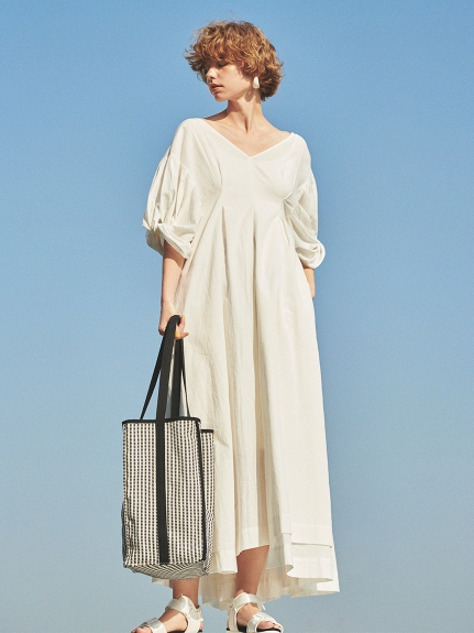 新しいコレクション エミアトリエ Emmi Atelier タイニードットワンピース ロング Vネック 長袖 1 S 黄 イエロー 白 レディース 目玉商品 Farmerscentre Com Ng