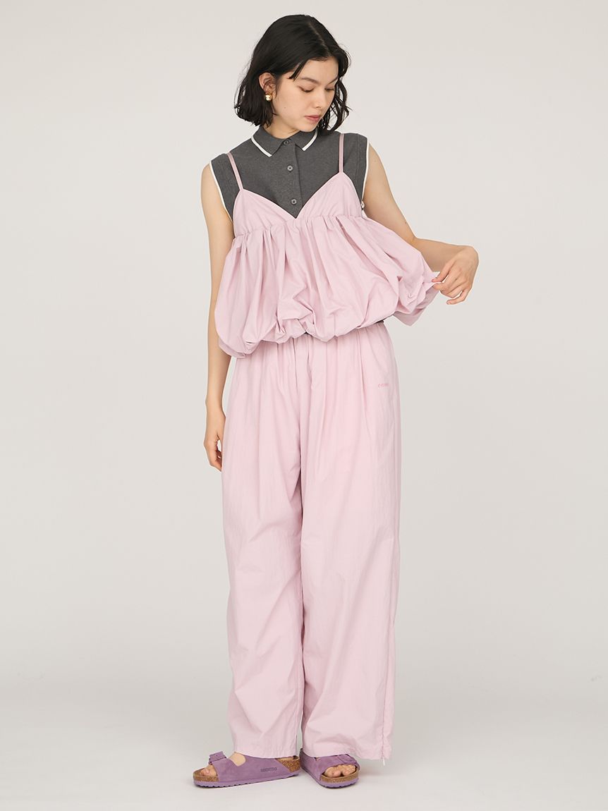 新品⭐︎タグつき emmi ナイロンフレアパンツ PINK 0 ヨンアさん着用 emmi atelier ナイロンフレアパンツ 2023ss 0