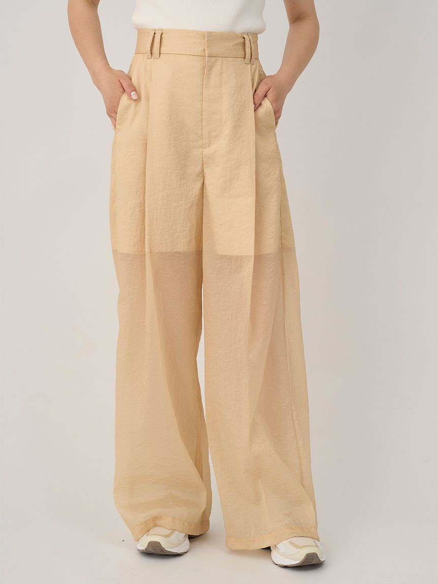 casa fline タックパンツ　イエローベージュ 楽天市場】【SSセール30%OFF！9日まで】前タックワイドパンツ