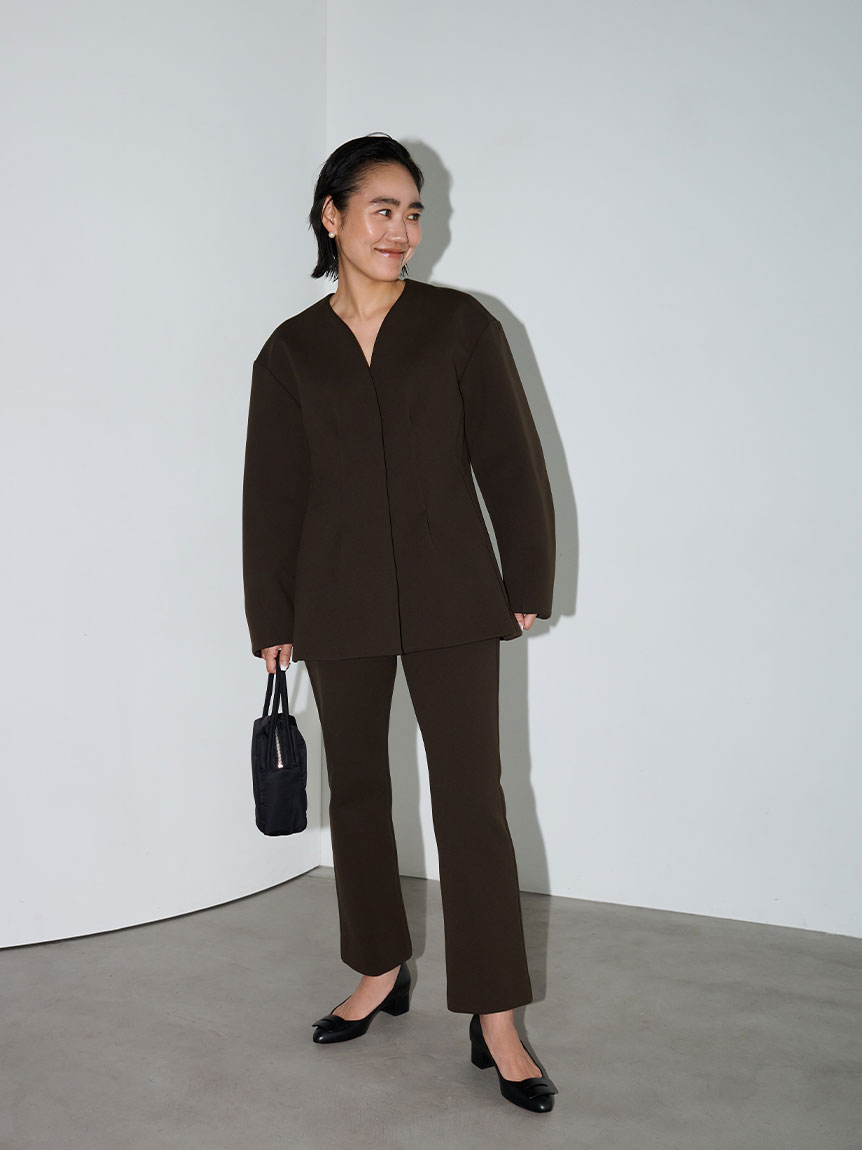 エミ 金子綾 for emmi トラウザーズパンツ 13wfp255019 レディース セットアップ対応 細みシルエット ストレッチ性 ハンドウォッシャブル セットアップ対応】【金子綾 for emmi】トラウザーズパンツ(ワイド