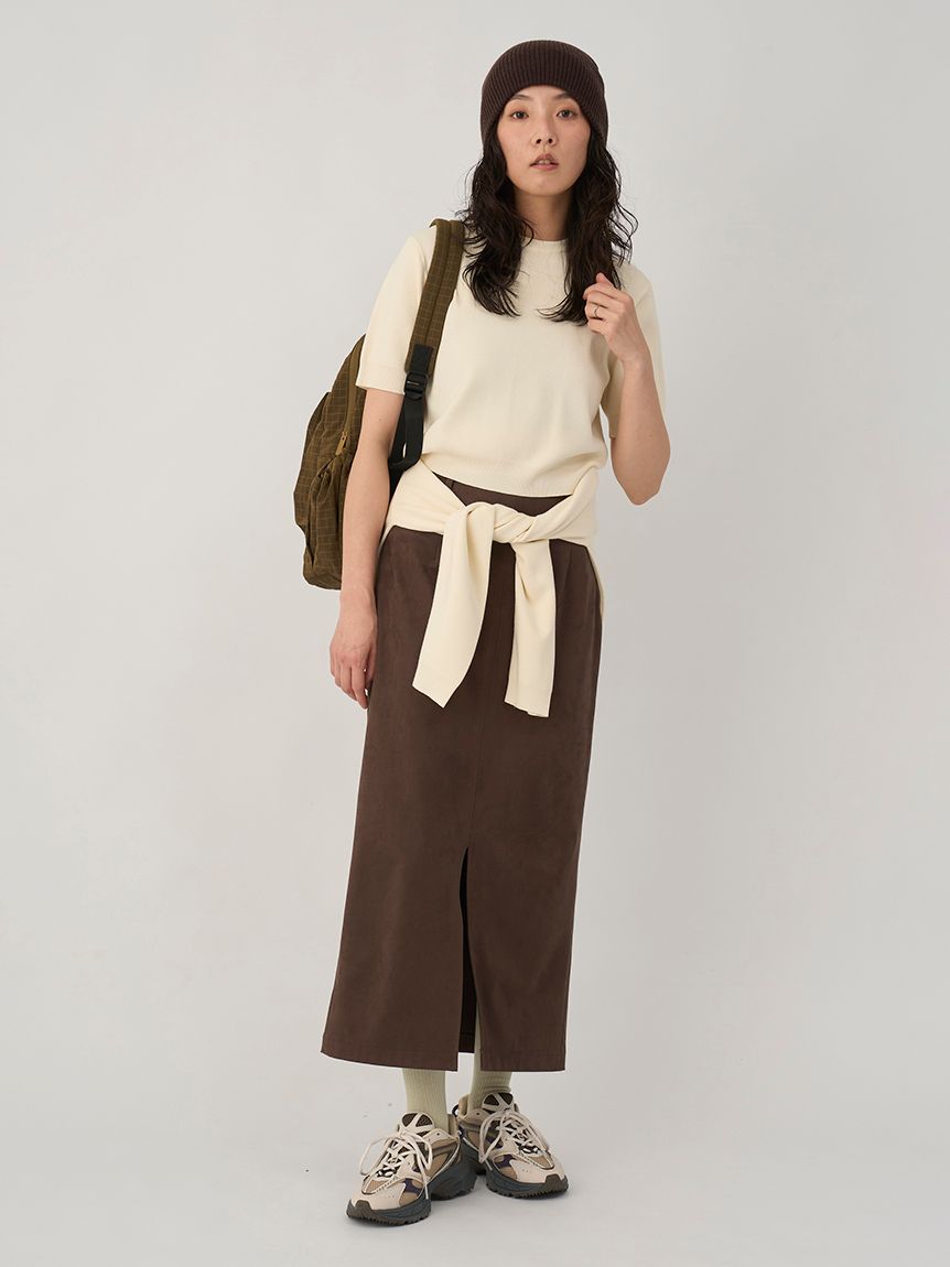 スウェードセンターステッチIラインスカート