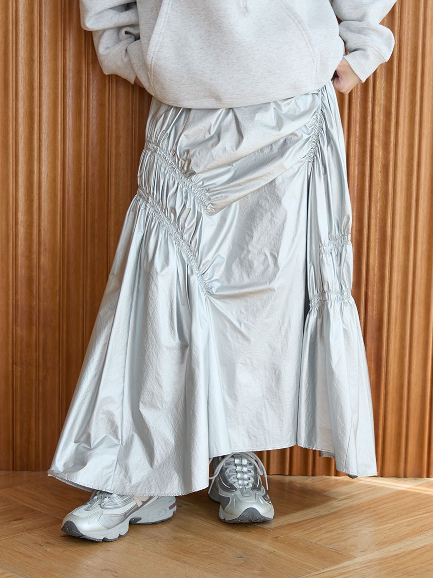 ギャザーディテールボリュームスカート(ロングスカート)｜スカート