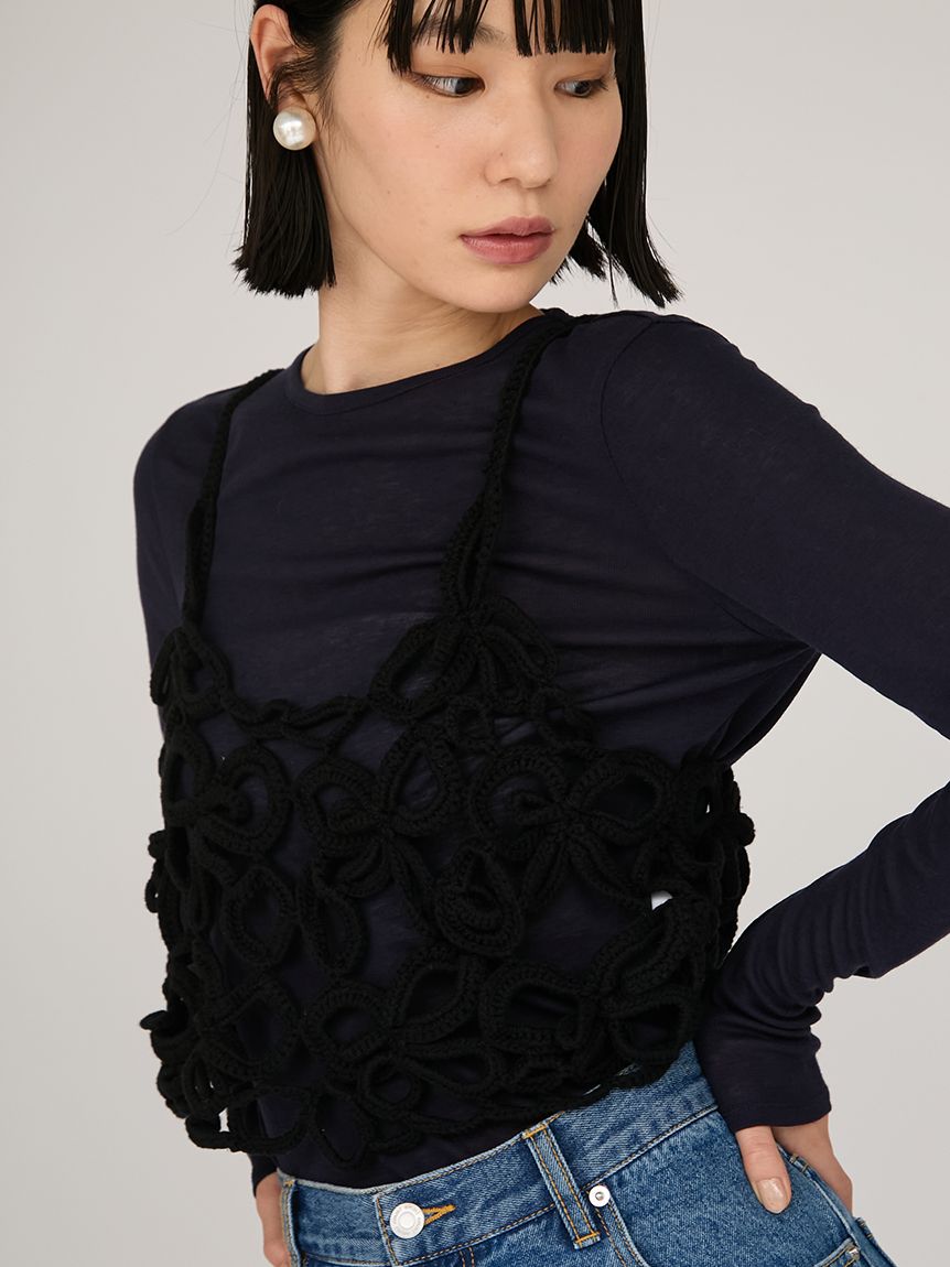 かぎ針ハンドニットビスチェ(タンクトップ/キャミソール