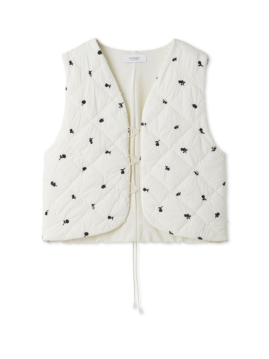 フラワーエンブロイダリーキルティングベスト(ジレ/ベスト