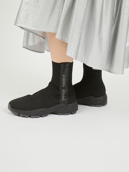 emmi (エミ) 【emmi atelier】ecoニットブーツ　25cm 黒 eco ニットブーツ（ブーツ）｜emmi atelier（エミ アトリエ