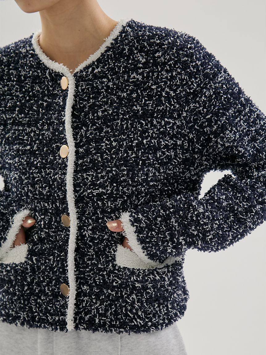 新品未使用品　JNHearts Tweed like knit JK ジャケット ジャケット NO COLLAR JK TWEED CHECK