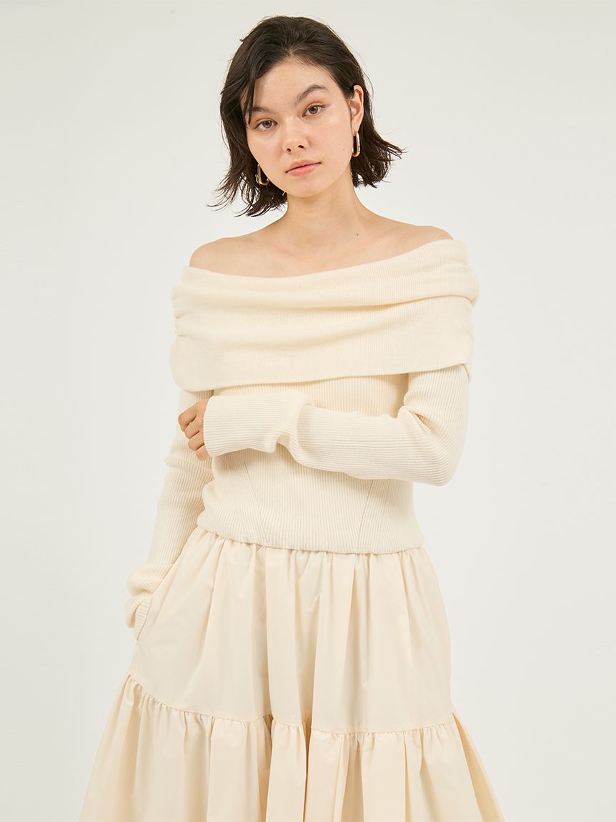 【新作/未使用/定価以下】エミ／オフショルニットドッキングワンピース オフショルニットドッキングワンピース(ニットワンピース)｜ワンピース