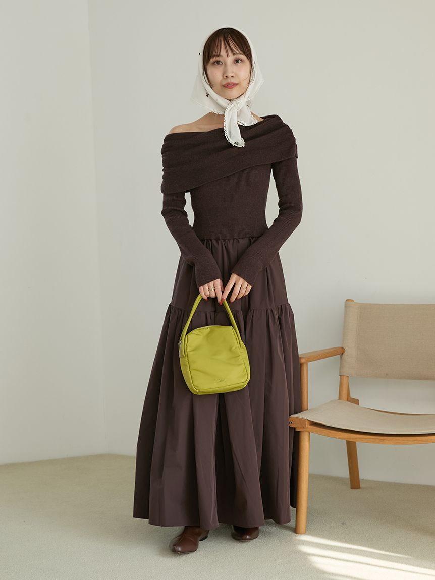 オフショルニットドッキングワンピース(ニットワンピース)｜ワンピース