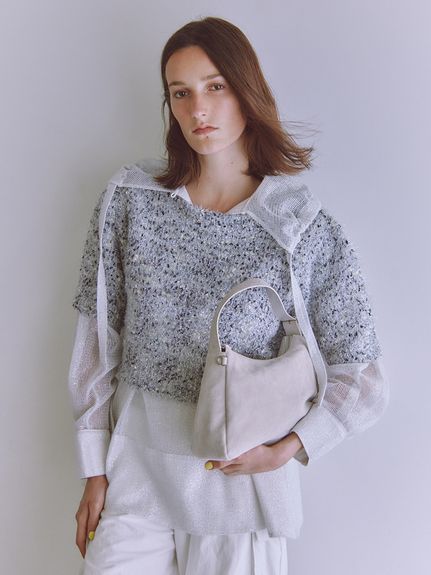 ラメフェザーハーフスリーブニットトップス(ニット)｜トップス｜emmi