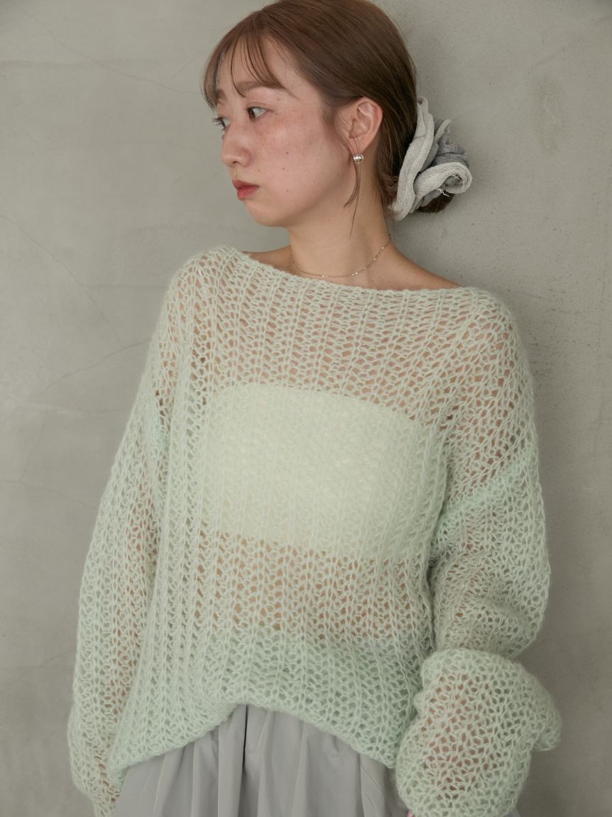 ルーズモヘアニットトップス