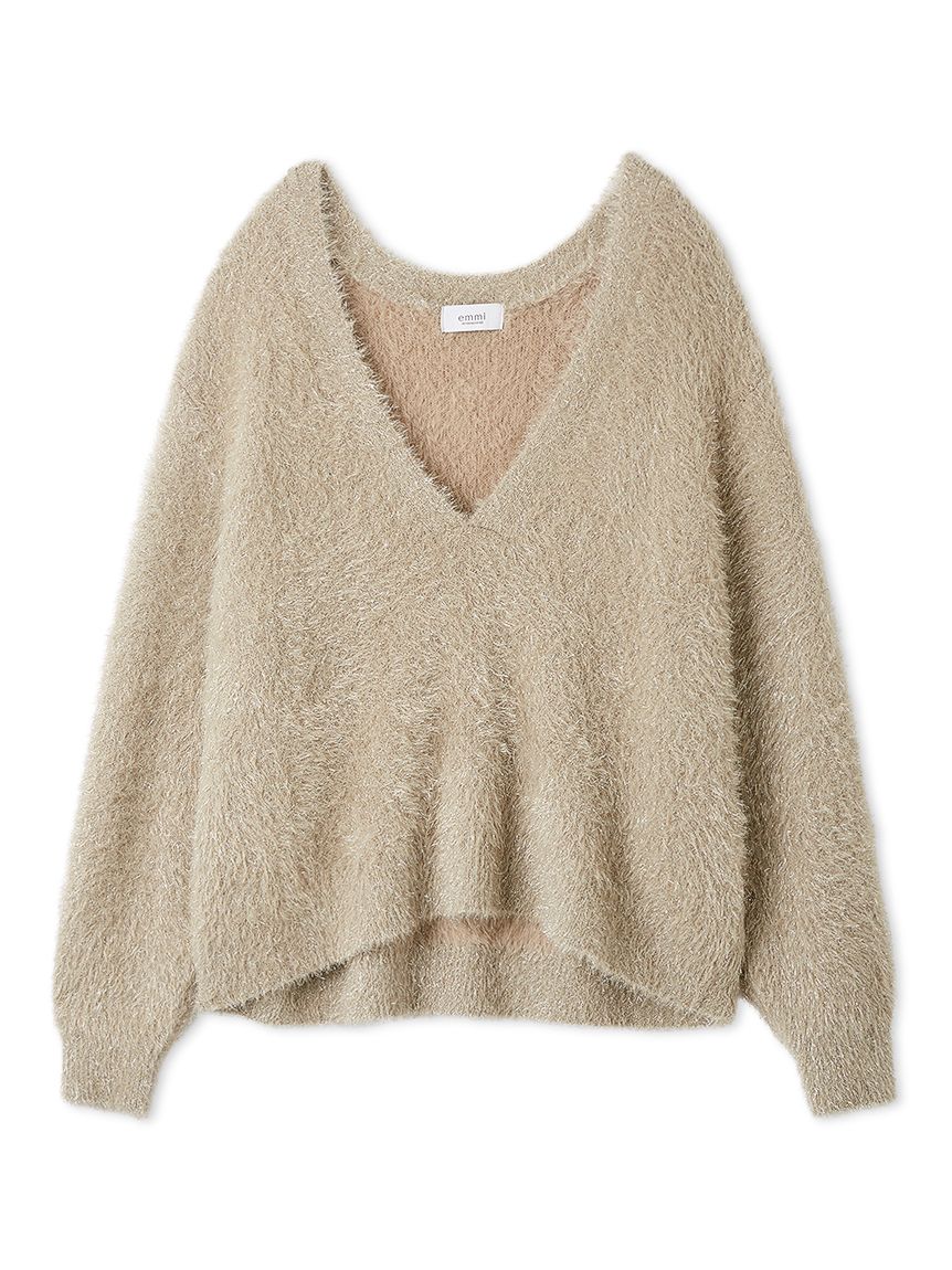 emmi（エミ）フェザーラメニットプルオーバー 13wnt255038 レディース ホリデーシーズン ニット vネック トップス デイリーニット 2025冬 フェザーラメニットプルオーバー(ニット)｜トップス｜emmi（エミ）の