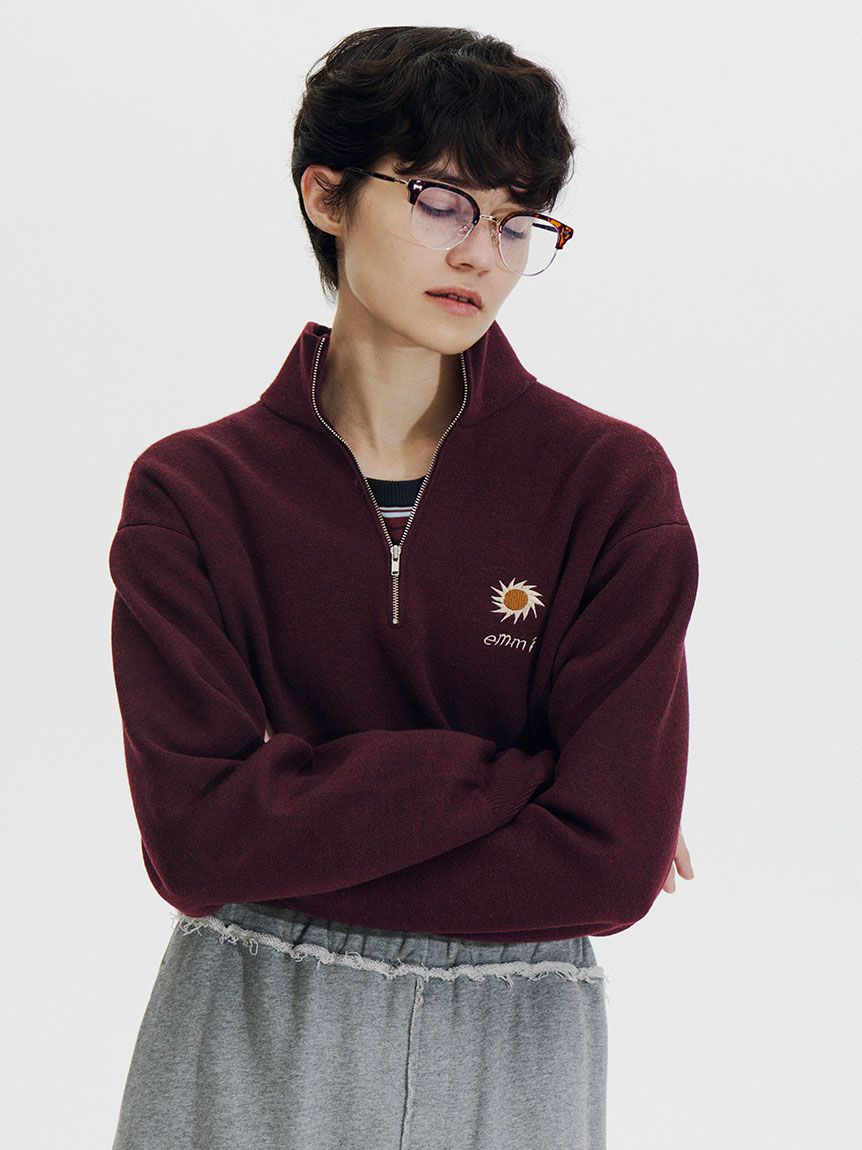 トップス Mi4 Global warming】ハーフジップニットトップス(スウェット/パーカー