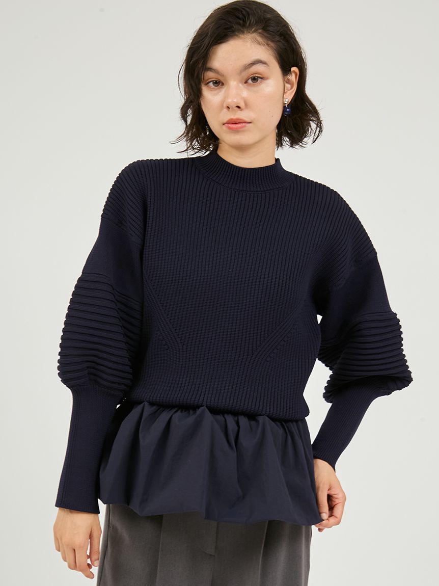 ペプラム裾ニットドッキングトップス(ニット)｜トップス｜emmi（エミ