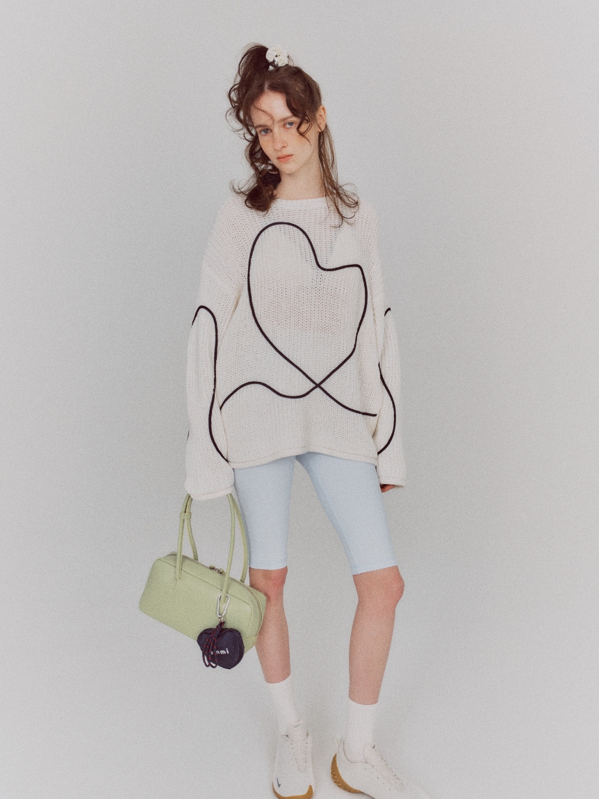HEART】 【ONLINE限定カラーあり】ハートエンブロイダリーニット