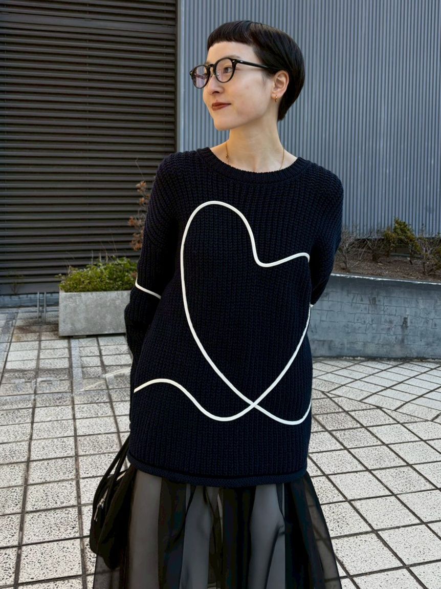 emmi ハートエンブロイダリーニット HEART】 【ONLINE限定カラーあり】ハートエンブロイダリーニット