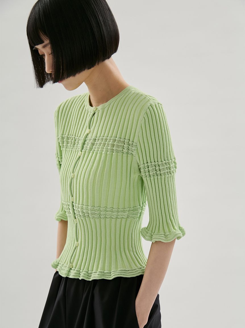 最終値下げ　ENFOLD ウールリブニット　グリーン 2024.7.8 ENFOLD V-NECK PULLOVER color :MEDIUM GREEN, CHARCOAL GRAY