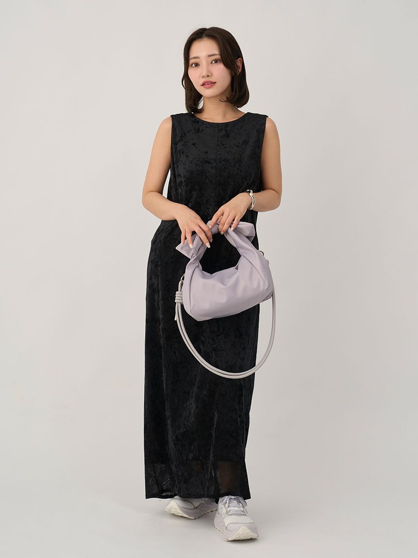 ベロアドレープミニワンピース M me eme ベロアドレープミニワンピース