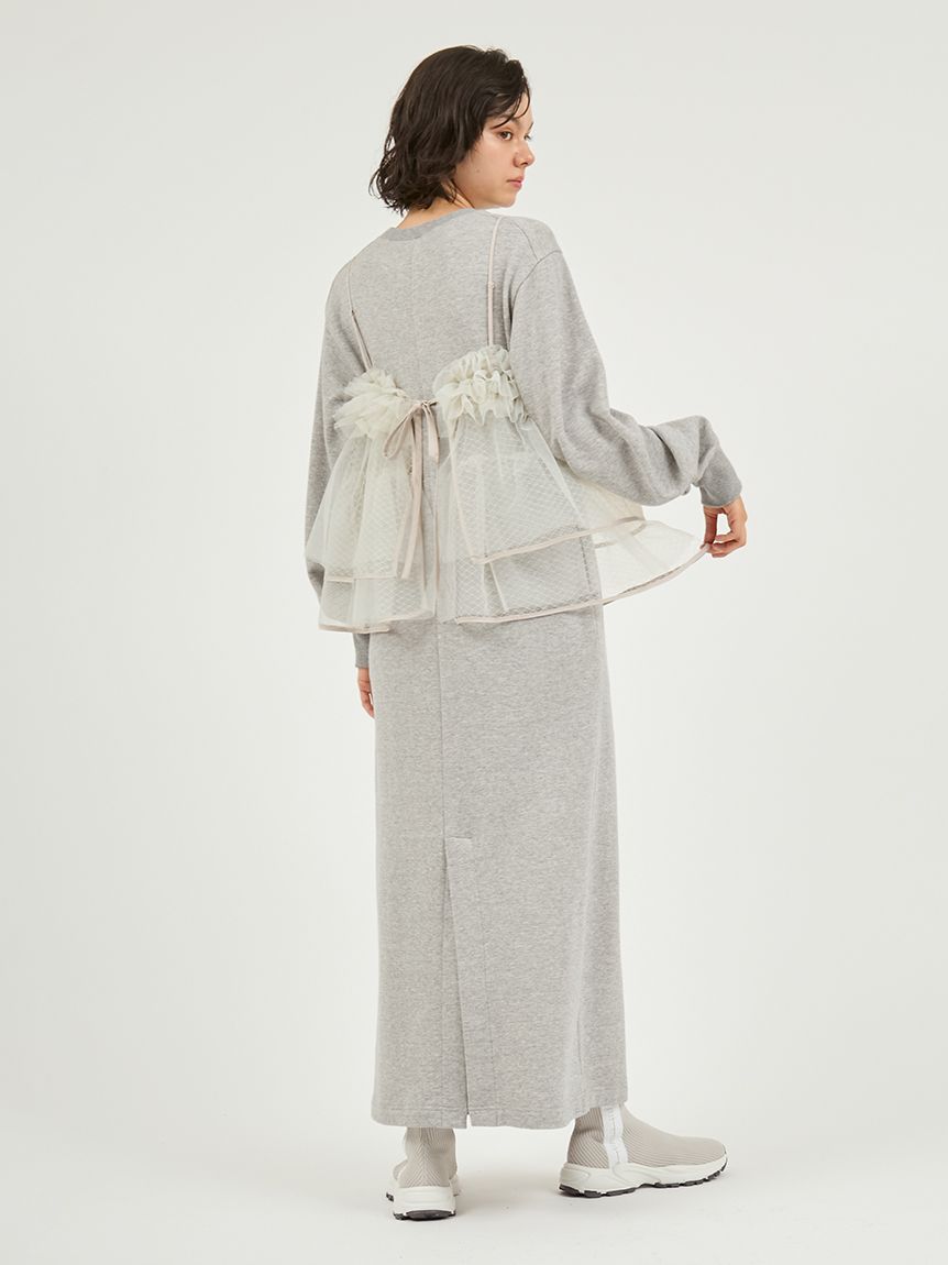 セットアイテム】チュールビスチェ×裏毛ワンピースセット(マキシ