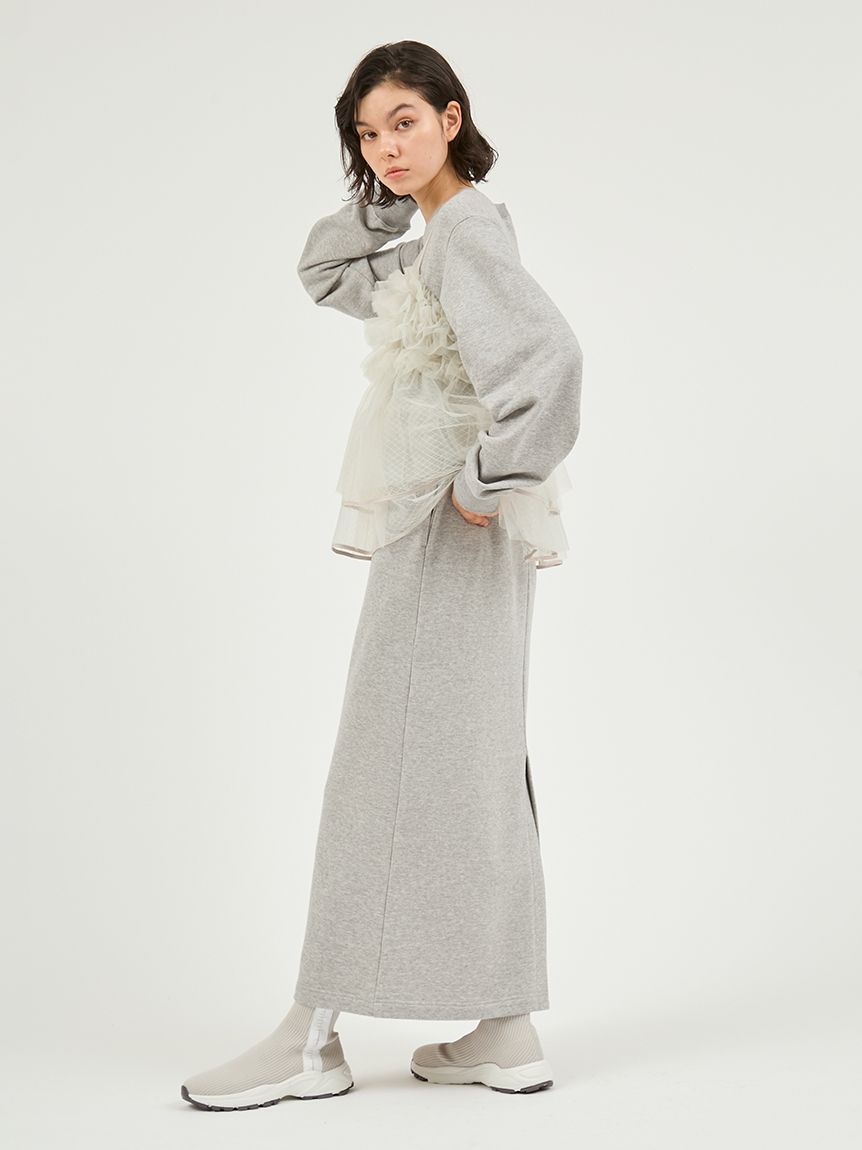 セットアイテム】チュールビスチェ×裏毛ワンピースセット(マキシ