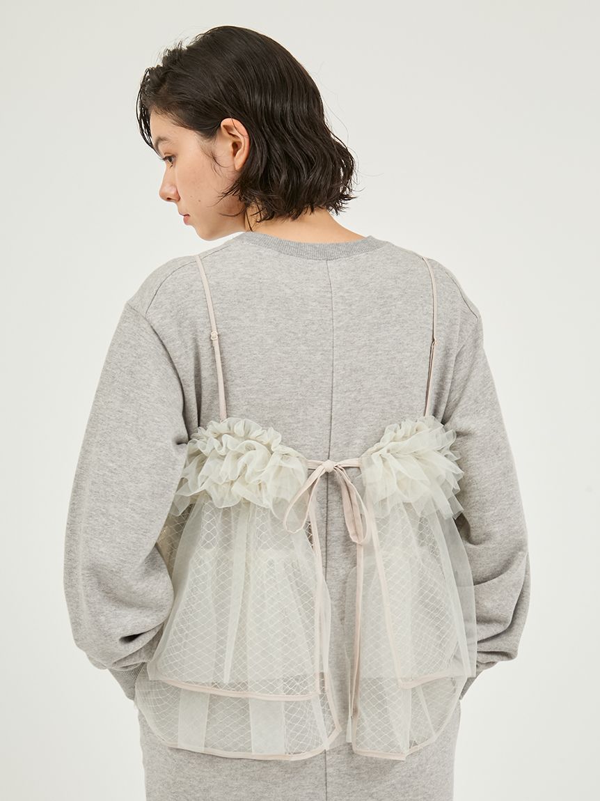 セットアイテム】チュールビスチェ×裏毛ワンピースセット(マキシ