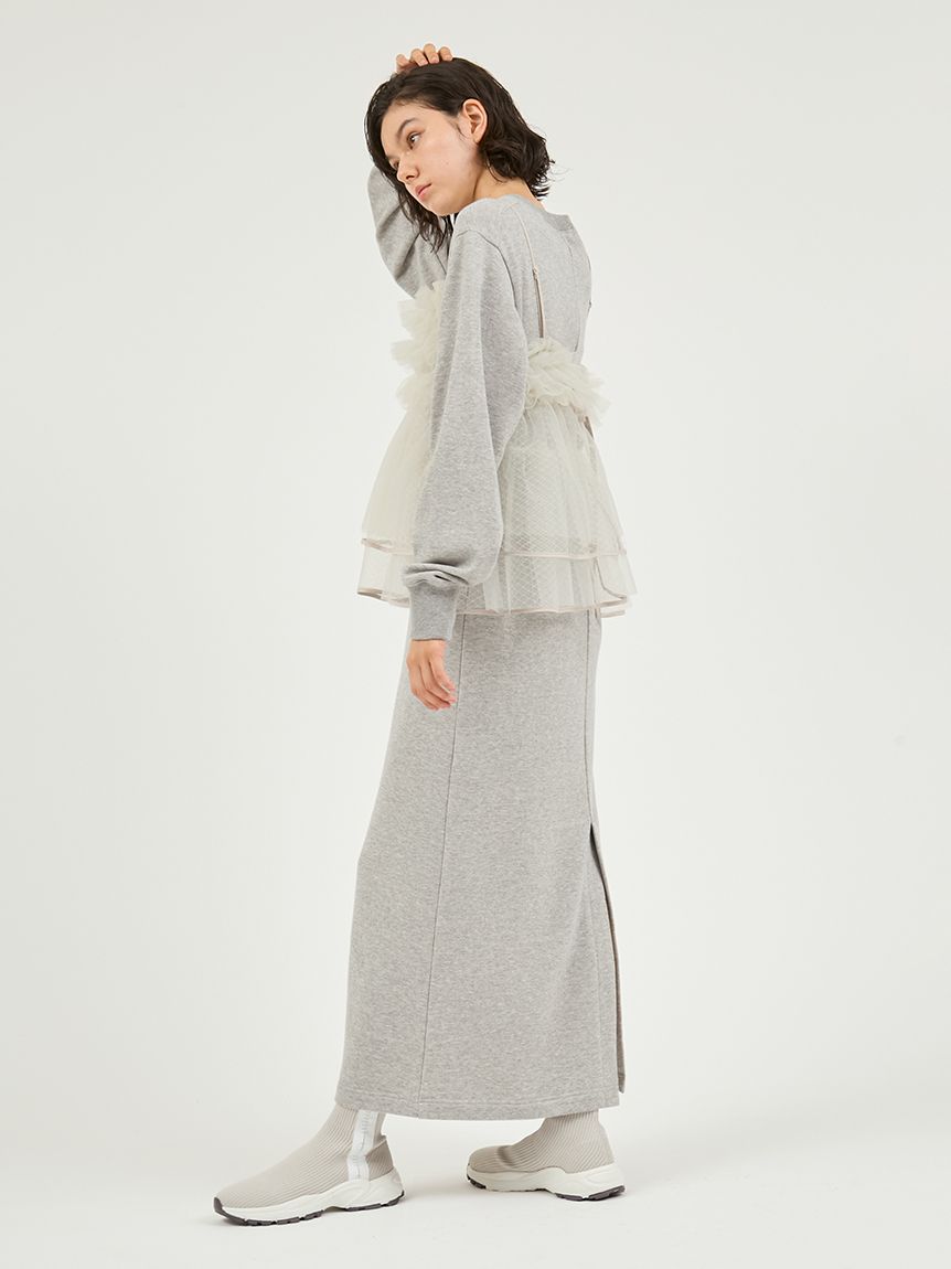 セットアイテム】チュールビスチェ×裏毛ワンピースセット(マキシ