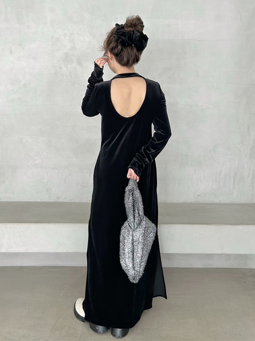 【美品】MASTER BUNNY EDITION ベロア ワンピース ロゴライン MASTER BUNNY EDITION マスターバニーエディション フルジップ ベロア