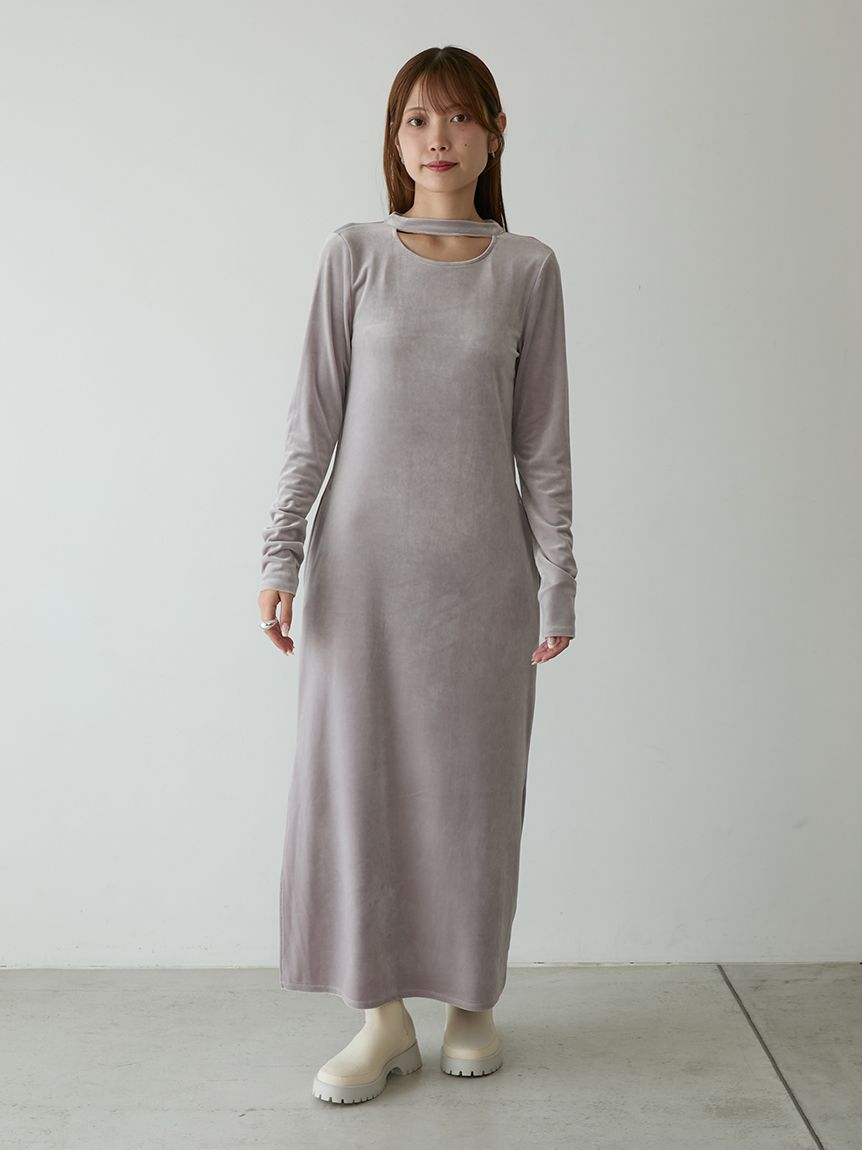 ベロアⅠラインワンピース(マキシ・ロングワンピース)｜ワンピース
