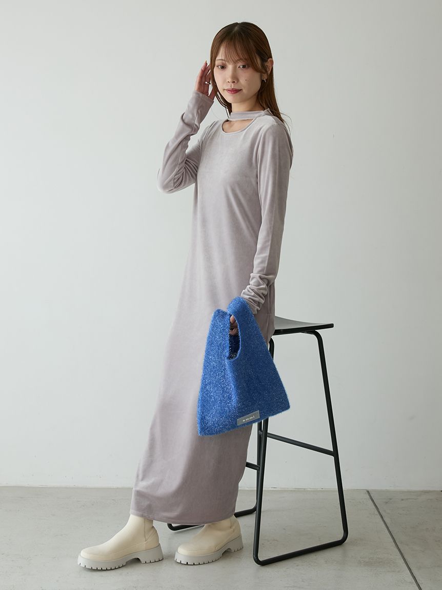 WEB限定】ベロアスリムワンピース(マキシ・ロングワンピース