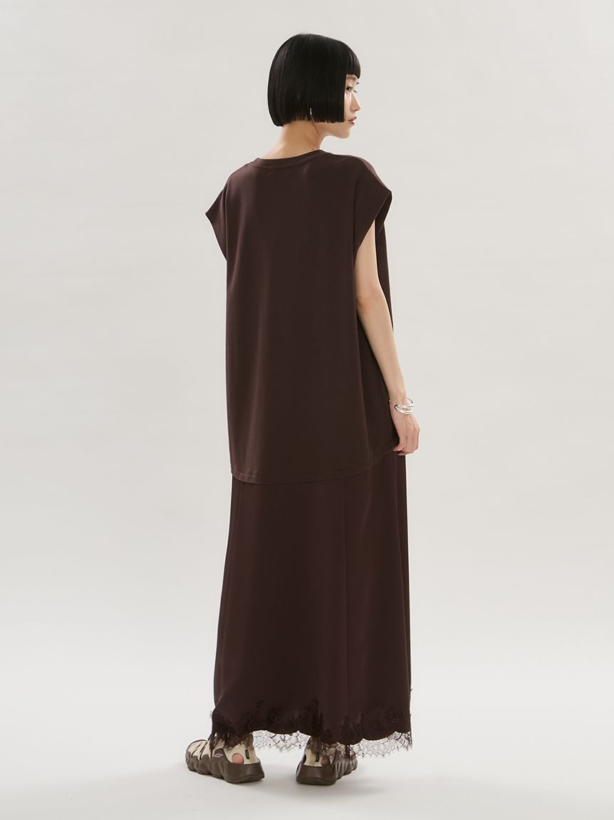 ワンピース mieeimM カットドッキングサテンレースワンピース(カットワンピース