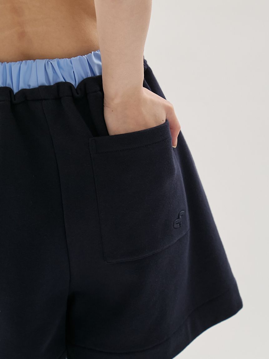 em】レイヤードライクスウェットショートパンツ【セットアップ対応