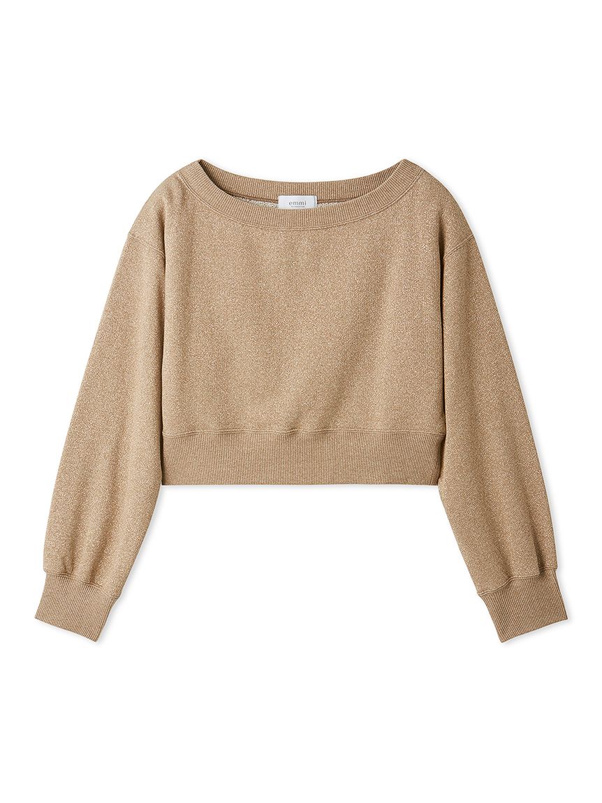 セール】キラキラ裏毛ボートネックプルオーバーカットソー（T