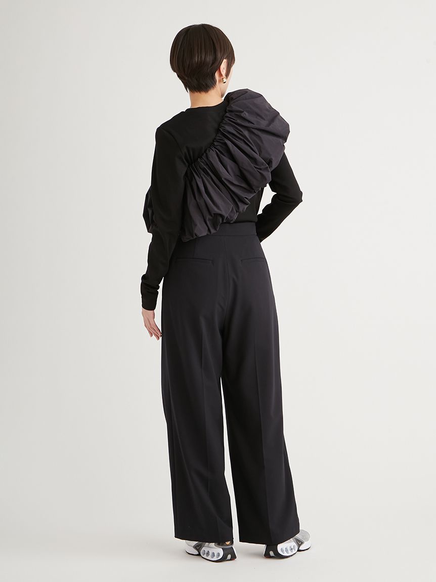 新品】emmi フリル付きロングスリーブTシャツ ブラック 2025SS