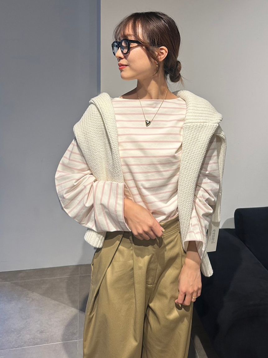 eco ボーダーロングスリーブTシャツ(Tシャツ/カットソー