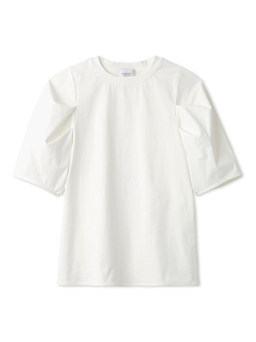 新品 タックスリーブカットトップス 白 AZUL BY MOUSSY tシャツ タックスリーブ半袖デザインカット