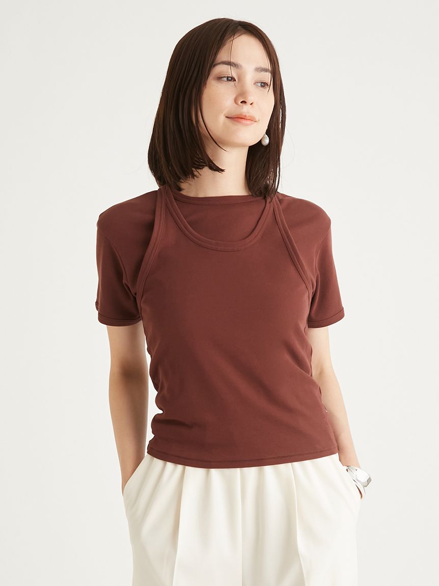 tシャツ ホルターネックレイヤードカットトップス レディース ホルターネックレイヤードカットトップス(カットソー)｜トップス