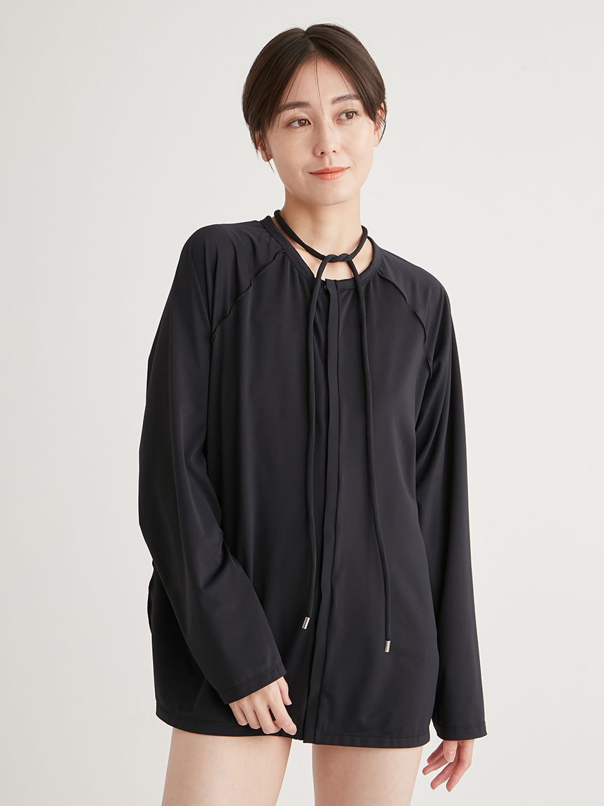 emmi UVカット ラッシュガード トップス 長袖 黒 薄手 ヨガウェア emmi UVカット ラッシュガード トップス 長袖 黒 薄手